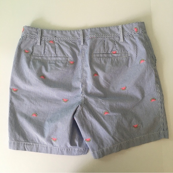 Talbots Watermelon Shorts Sz 10 Blue White Stripes Girlfriend Chino Cotton - Picture 7 of 8